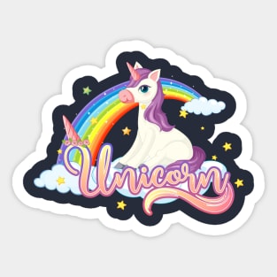 Cute unicorn with unicorn sign Sticker